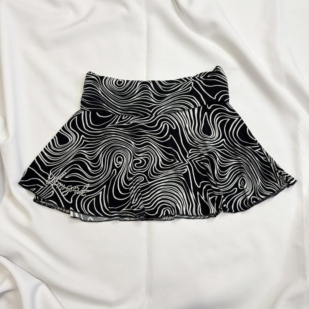 Express Black and White Swirl Skater Skirt
